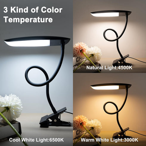 3 3000-6000K 10 8W 40 LiFMIRA Clip on Lamp USB Reading Light Color Modes and Brightness LED Flexible Gooseneck Desk