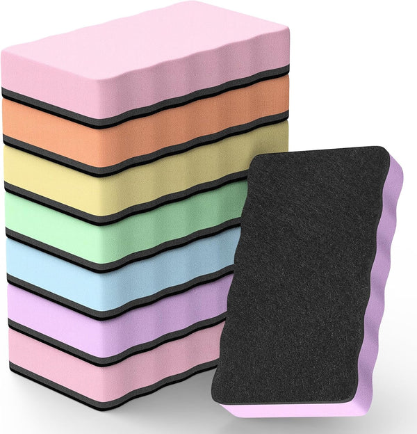 MaxGear Whiteboard Erasers, 8 Pack Magnetic Dry Erase Erasers, Bulk for Classroom, Office, Home (6 Pastel Color Set)