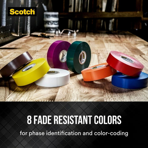 Scotch Vinyl 35 Electrical Tape, 5 Rolls, Multi-Color Pack for Cable Jacket Repair & Electrical Insulation