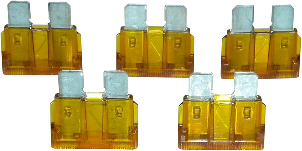 Yellow Furnace Fuse, 5 Pack, Blade Type ATC5, 5 Amp, Replaces Rheem Ruud 44-ATC5