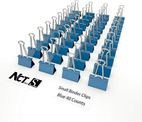 Binder Clips Small Metal Clamp 0.75 inch / 19 mm (Blue, 40-PCS)