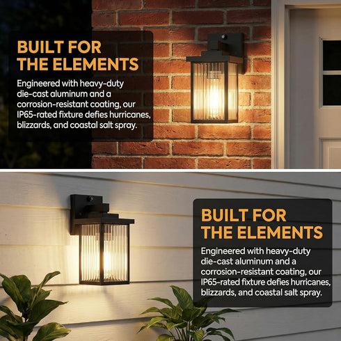 Dusk to Dawn Outdoor Lighting, Waterproof Outdoor Porch Light with Tempered Glass, Outdoor Light Fixture for House