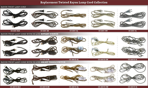 Royal Designs, Inc. 8Ft Twisted Rayon Lamp Cord with NEMA-15P Plug, Off-White, Pack of 1