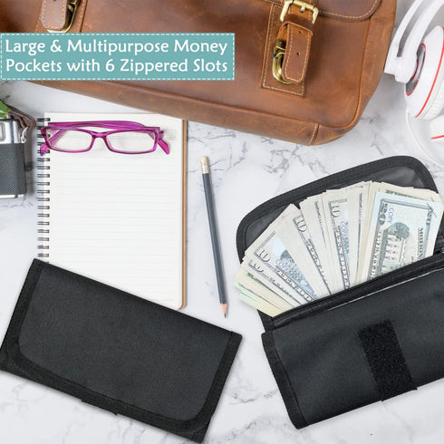 6 Multipack VOCHIC Money Bag, Money Organizer for Cash with Pocket Money Holder, Cash Bill Organizer, Money Pouch Small