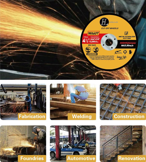 Cut Off Wheels 4 1/2 inch 25 Pack - Ultra-Thin Cutting Wheel for Metal & Stainless Steel Angle Grinder