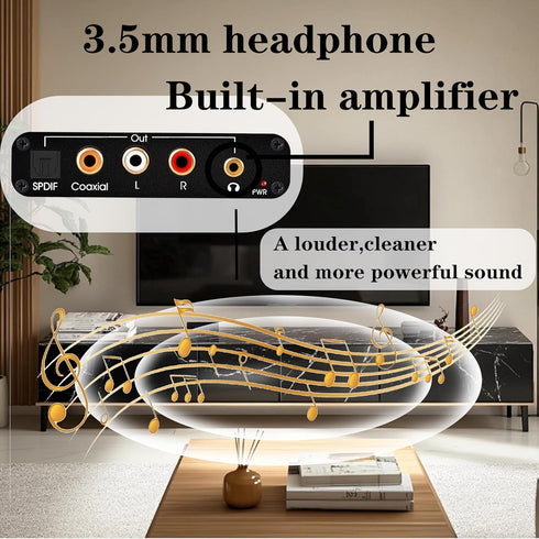 3.5mm 192Khz PS4+/TV/AMP/Soundbar HDMI ARC Audio Extractor, Optical to RCA DAC (Digital to Analog) Convertor