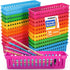 PLMMOUT 24 Pack Pencil Basket Tray,Plastic Classroom Organizer Basket,Colorful Crayon Baskets,Small Pencil Holder