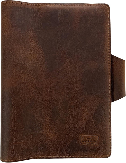 Leuchtturm A5 Notebook Cover - Handmade Full Grain Leather, Bourbon Brown, Perfect for Storing Journal