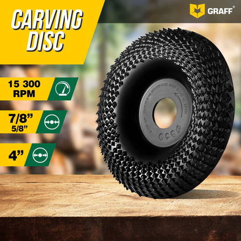 GRAFF Premium Wood Carving Disc 4 Inch - Angle Grinder Shaping and Grinding Wheel for Wood, Plastic, and Drywall