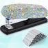 Bling Crystal Stapler, Sparkly Diamond Handmade Clay Rhinestone Stapler, Cute Office Stationery Kit for Women