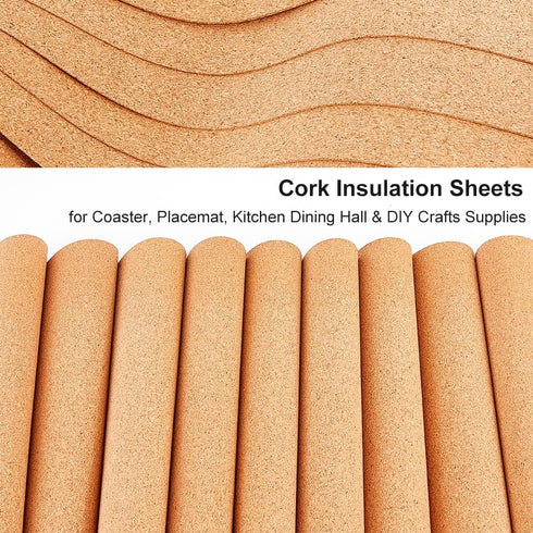 OLYCRAFT 10 Sheets Cork Sheets - 12x6.1 Inch Thin Brown Cork Board Tiles for DIY Crafts and Kitchen Supplies
