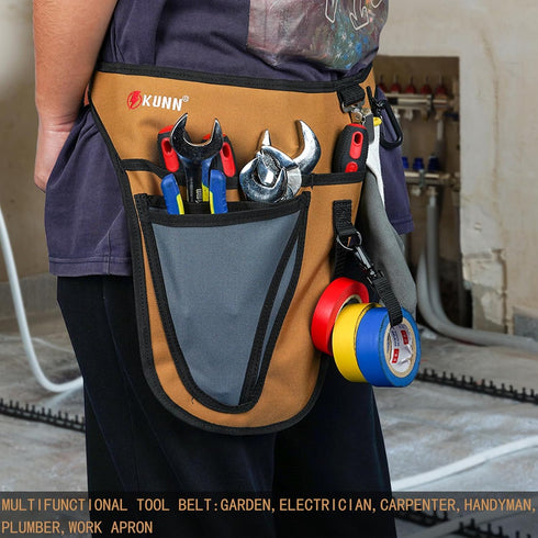 KUNN Garden Tool Waist Belt, 4 Deep Pockets Tool Apron for Gardening, Electricians, Florists, Plumbing