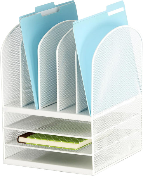 Safco Onyx Mesh 5 Sorter, 3 Tray Desktop Organizer with Steel Mesh Construction, Durable Powder Coated Finish