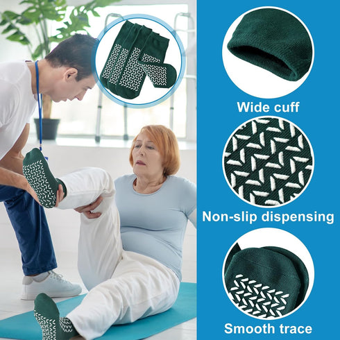 10 Toulite Pairs Hospital Socks with Grips for Women Men Double Sided Non Slip Slipper Socks Fall Prevention