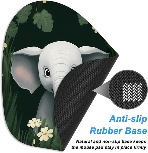 Rimilak Small Mouse Pad, 6 x 7 Inch Irregular Mini with Non-Slip Rubber Base, Waterproof for Laptop, Cute Elephant
