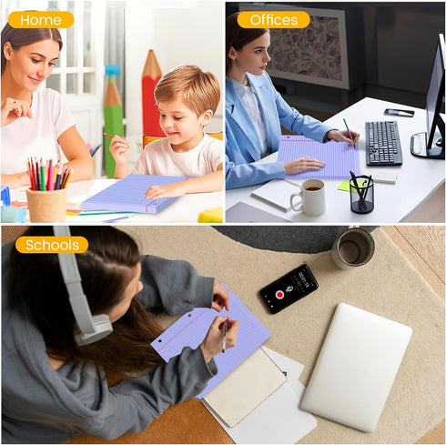 AILZFEI 100 8 10.5 3-Hole 3-Ring 8" 10.5" Purple Loose Leaf Paper Sheets Colored Filler Paper * College Ruled Paper