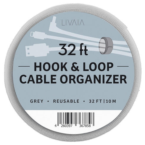Hook and Loop Tape Grey, 32ft Self Adhesive Tape for Office and Home Organization