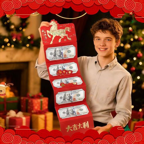 LATUMCO Set 2 Pack 6 Chinese New Year Money Gift Holders - Surprise Cash Envelopes with Slots Money Card Holders, Fun