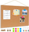 Frameless Cork Board, 16" x 12" Magnetic Bulletin Board with 8 Magnets and 10 Pushpins
