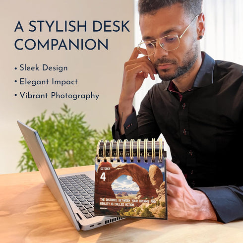 RYVE Motivational Calendar for Men, Daily Flip Calendar with 365+ Inspirational Quotes, Office Desk Accessories