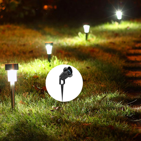 Spikes,18x150mm Pack 4 MECCANIXITY Solar Light Ground Stakes for Garden Pathway Landscape Lamps, ABS Plastic Black