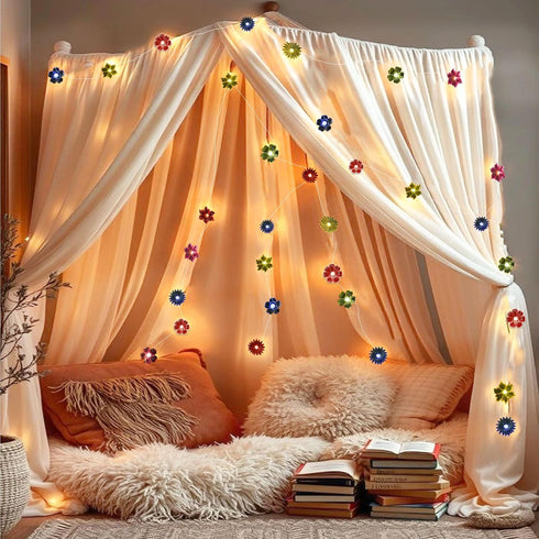7ft 20LED JASHIKA Fairy Lights Decorative Flower Lamp -Waterproof Battery Operated String Lights Indoor Outdoor- Floral
