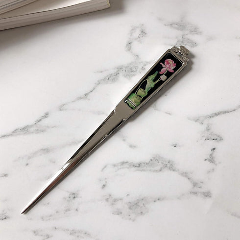 Decorative Envelope Paper Letter Opener with Mother of Pearl Antique Design Silver Steel Blade