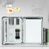 Glossy Silver Eco-Friendly Leather A4 Portfolio, Zipper, 5 Card Slots, 1 iPad and 1 Cell Phone Pockets, 3 Ring Binder