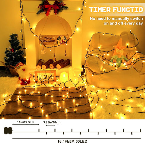 FFZZKJ 100LED 33Ft 8 16.4Ft*2 2-Pack Christmas Lights Outdoor Battery Operated String Lights Total with Timer Modes