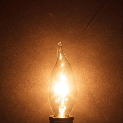 CA10 40W E12 (12 Pack) Bulbs 120V Dimmable, 2700K Simba Lighting Candelabra Flame Tip Clear Base Decorative