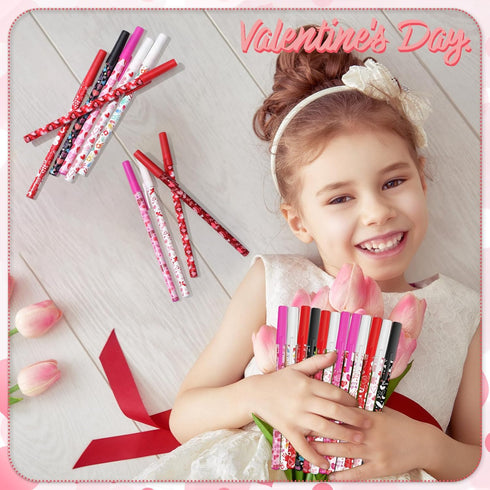 Faccito 204 Pcs Valentine's Day Ballpoint Pens Bulk, Heart Pattern Pens, Valentine's Day Prizes for Boys Girls