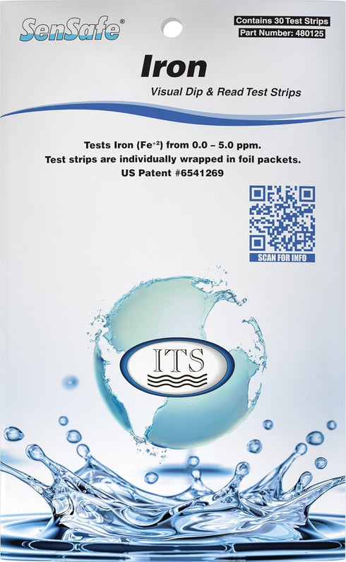 Industrial Test Systems SenSafe 480125 Iron Check, 2 Minutes and 30 Seconds Test Time, 0-5ppm Range (Pack of 30 Test Strips)