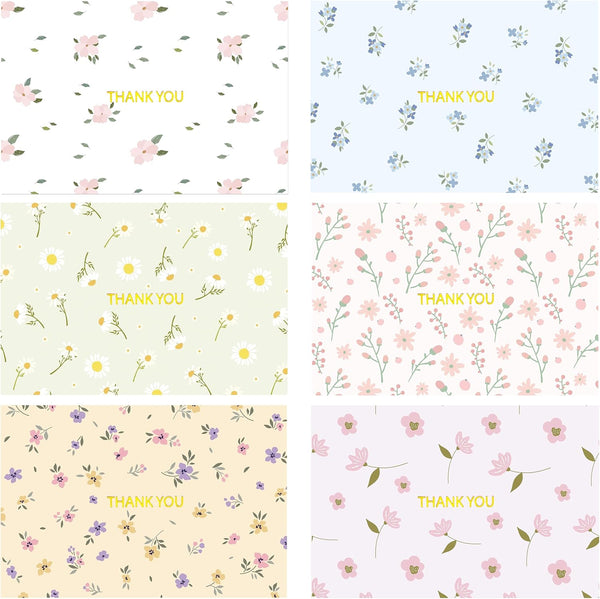 Crisky 50 Pack Floral Thank You Cards with Envelopes & Stickers for