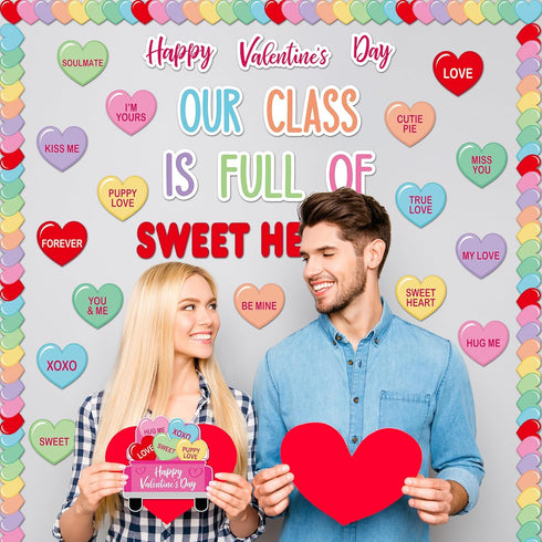Valentine's Day Heart Paper Cutouts Bulk with Borders: Classroom Decorations for Craft Projects, School Party Decor