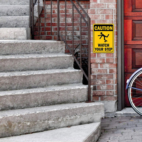 Caution Watch Your Step Sign, Safety Sign, 10 x 7 Inches, Rust Free Aluminum, UV Protected, Waterproof