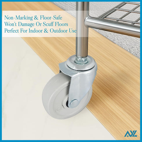 M10 3 Inch 360 (Set 4) Threaded Stem Caster Wheels, Heavy Duty Swivel Casters with Brake, Rotation, Quiet & Smooth