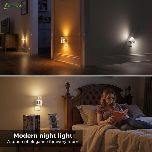 2 Pack, Dimmable 3 L LOHAS LED Night Lights Plug into Wall Night Light with Dusk-to-Dawn Sensor, Soft White/Cool