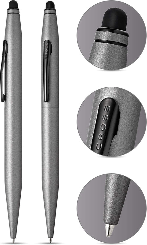 Cross Tech2 Refillable Ballpoint Pen - Medium Ballpen with Stylus, Includes Premium Gift Box in Titanium Grey