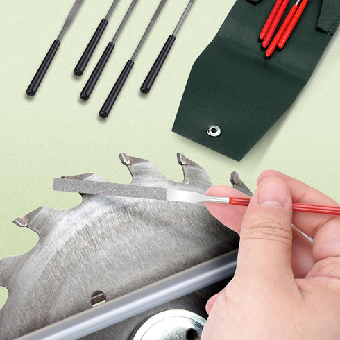 5pcs Mini Diamond Needle Files and 5pcs Mini Steel Needle Files in Synthetic Leather Case for Precision Sanding