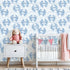 Kanworse 17.7"x394" Peel and Stick Wallpaper Blue Crab Watercolor Soft Waves Delicate Details Contact Paper Removable