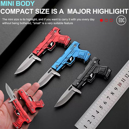 Grombolar Small Pocket Knife for Men Women,Cool Stuff Gadgets for Everyday Carry Gifts Ideas (Gun-Mini Red)