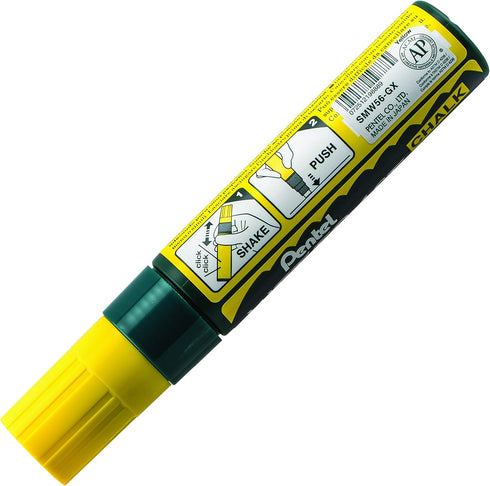 Pentel Arts Jumbo Tip Wet Erase Chalk Marker, Yellow Ink, Box of 12 (SMW56-G)
