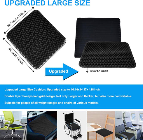 Yimiyaa Gel Seat Cushion, Double Thick Egg Gel Cushion for Pressure Pain Relief, Breathable Wheelchair Cushion Chair