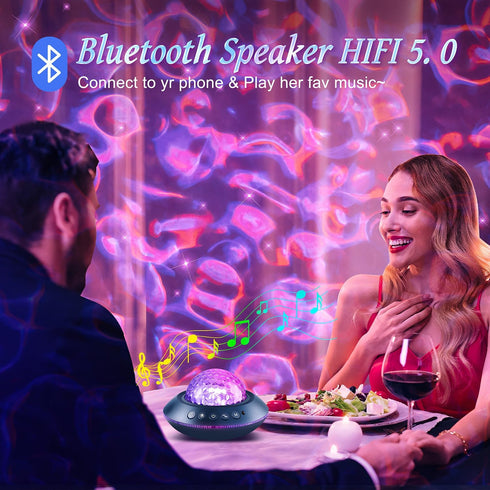 Projector,15 360 One Fire Ocean Light White Noises & Bluetooth Ambient Lighting, Full Coverage Ceiling Projector Ocean