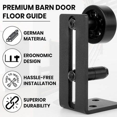 Sliding Barn Door Floor Guide for Bottom Adjustable Roller, 8 Setup Options, Quiet Operations with Felt Strips