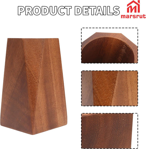 Marsrut Walnut Pencil Holder, Wooden Pen Holder Cup for Desk, Natural Wood Pen Stand for Home, Office, Bookshelf
