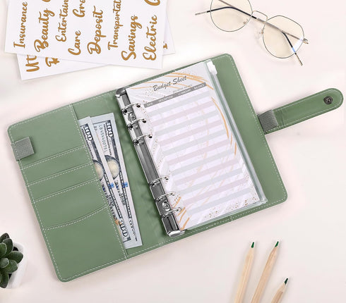Budget Binder with Zipper Envelopes, Money Organizer for Cash with 8 Cash Envelopes, 12 Budgeting Sheets & 2 Labels