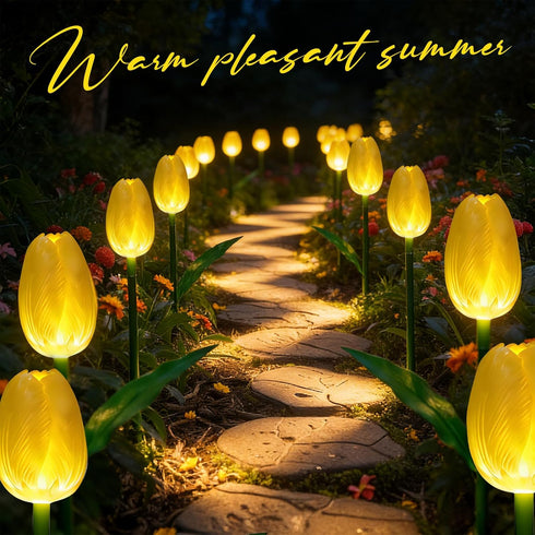 X-GiftKey 6PACKS Outdoor Solar Lights Waterproof - Brighter Tulip Flowers with Garden Gifts Stake Lights Decor,Yard