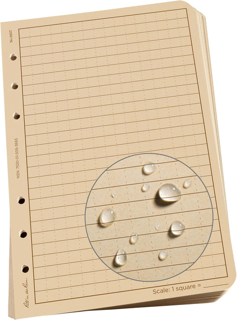 Rite in the Rain Weatherproof Loose Leaf Paper, 4.625" x 7", 32# Tan, Universal Pattern, 100 Sheet Pack