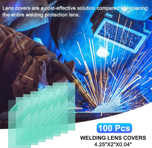 2x4.25 Inch, 100 Pack PATIKIL Welding Protection Lens Transparent Welding Helmet Hood Protective Replacement Cover